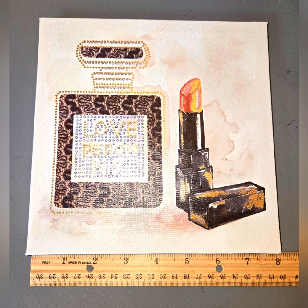 Canvas Wall Art Perfume and Lipstick Art Print